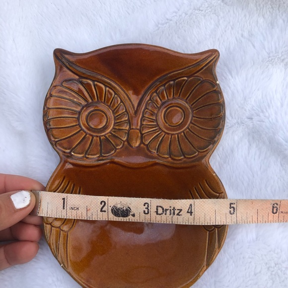 Vintage Retro Cracker Barrel Brown Owl Ceramic Double Side Dish - Picture 11 of 12